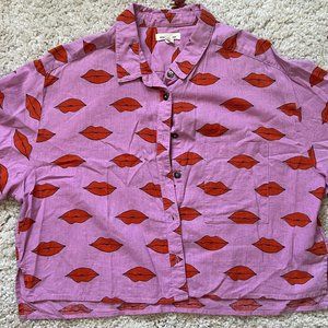 Urban Outfitters Cropped Button-Up Skater Shirt -- Size M